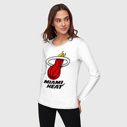Лонгслив хлопковый женский Miami Heat-logo, цвет: белый — фото 2