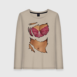 Лонгслив хлопковый женский Идеальный бюст, цвет: миндальный