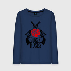 Лонгслив хлопковый женский Guns n Roses: guns, цвет: тёмно-синий