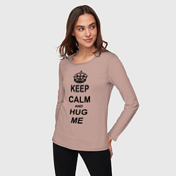 Лонгслив хлопковый женский Keep Calm & Hug Mе, цвет: пыльно-розовый — фото 2