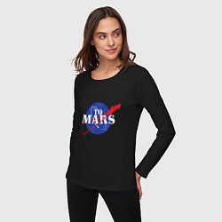 Лонгслив хлопковый женский На Марс, цвет: черный — фото 2