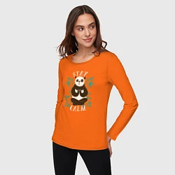 Лонгслив хлопковый женский Панда, цвет: оранжевый — фото 2