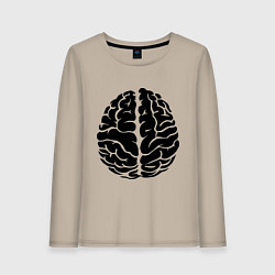 Лонгслив хлопковый женский Он: мозг, цвет: миндальный