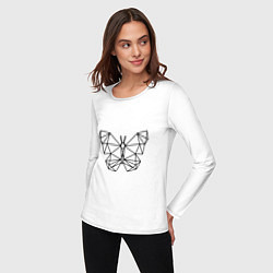 Лонгслив хлопковый женский Полигональная бабочка, цвет: белый — фото 2