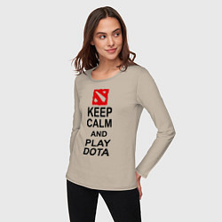 Лонгслив хлопковый женский Keep Calm & Play Dota, цвет: миндальный — фото 2