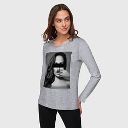 Лонгслив хлопковый женский Усы Дженнифер Лопес, цвет: меланж — фото 2