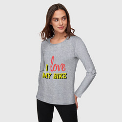 Лонгслив хлопковый женский I love my bike, цвет: меланж — фото 2