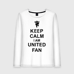 Лонгслив хлопковый женский Keep Calm & United fan, цвет: белый