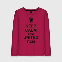 Лонгслив хлопковый женский Keep Calm & United fan, цвет: маджента