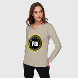 Лонгслив хлопковый женский FBI Departament, цвет: миндальный — фото 2