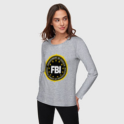 Лонгслив хлопковый женский FBI Departament, цвет: меланж — фото 2