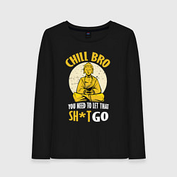Лонгслив хлопковый женский Chill Bro, цвет: черный