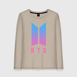 Лонгслив хлопковый женский BTS: Neon V, цвет: миндальный