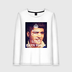 Лонгслив хлопковый женский Keep Calm & Love Zayn Malik, цвет: белый