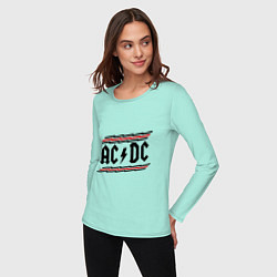 Лонгслив хлопковый женский AC/DC Voltage цвета мятный — фото 2