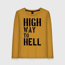 Лонгслив хлопковый женский High way to hell, цвет: горчичный