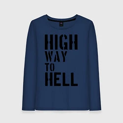 Лонгслив хлопковый женский High way to hell, цвет: тёмно-синий