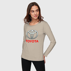 Лонгслив хлопковый женский TOYOTA, цвет: миндальный — фото 2
