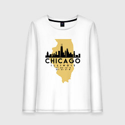 Лонгслив хлопковый женский Чикаго - США цвета белый — фото 1