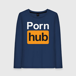 Лонгслив хлопковый женский PornHub, цвет: тёмно-синий