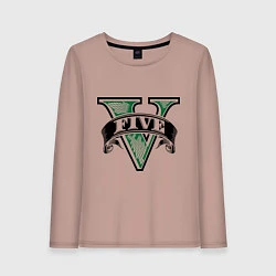 Лонгслив хлопковый женский GTA V: Logo, цвет: пыльно-розовый