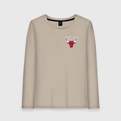 Лонгслив хлопковый женский CHICAGO BULLS НА СПИНЕ, цвет: миндальный