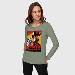 Лонгслив хлопковый женский Red dead redemption 2, цвет: авокадо — фото 2