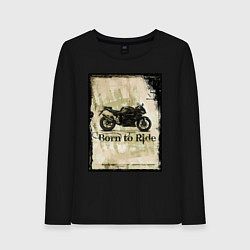 Лонгслив хлопковый женский Born to Ride, цвет: черный
