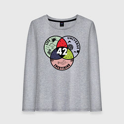 Лонгслив хлопковый женский Life Universe Everything, цвет: меланж