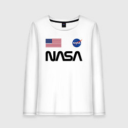 Лонгслив хлопковый женский NASA НАСА, цвет: белый