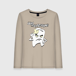 Лонгслив хлопковый женский Ща вылечим!, цвет: миндальный