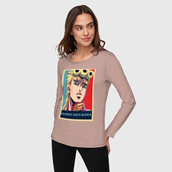 Лонгслив хлопковый женский Джорно Джованна, цвет: пыльно-розовый — фото 2