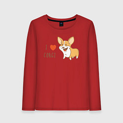 Женский лонгслив I LOVE CORGI