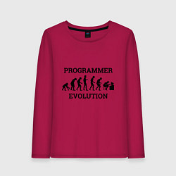 Лонгслив хлопковый женский Эволюция программиста, цвет: маджента