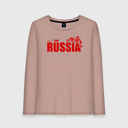 Лонгслив хлопковый женский Russia, цвет: пыльно-розовый