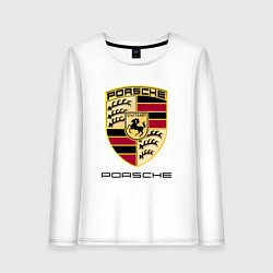 Лонгслив хлопковый женский PORSCHE, цвет: белый