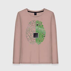 Лонгслив хлопковый женский Программист, цвет: пыльно-розовый