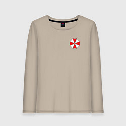 Лонгслив хлопковый женский UMBRELLA CORP НА СПИНЕ, цвет: миндальный