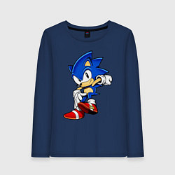 Лонгслив хлопковый женский SONIC, цвет: тёмно-синий