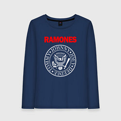 Лонгслив хлопковый женский RAMONES, цвет: тёмно-синий