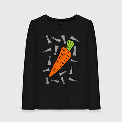 Лонгслив хлопковый женский Морковка кролика, цвет: черный