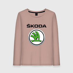 Лонгслив хлопковый женский SKODA, цвет: пыльно-розовый