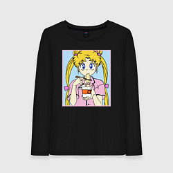 Лонгслив хлопковый женский Sailor Moon Usagi Tsukino, цвет: черный