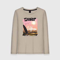 Лонгслив хлопковый женский Surf California, цвет: миндальный
