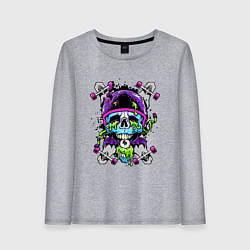 Лонгслив хлопковый женский Crazy skull - skateboard, цвет: меланж