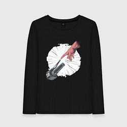 Лонгслив хлопковый женский Сотворение Адама - Мотоцикл, цвет: черный