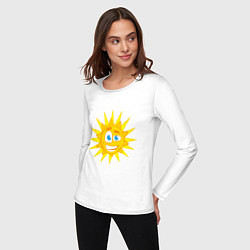 Лонгслив хлопковый женский Летнее солнце, цвет: белый — фото 2