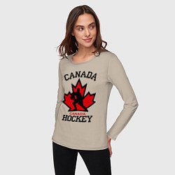 Лонгслив хлопковый женский Canada Hockey, цвет: миндальный — фото 2