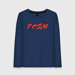 Лонгслив хлопковый женский FCSM, цвет: тёмно-синий