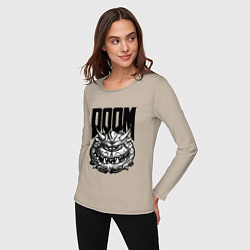 Лонгслив хлопковый женский КАКОДЕМОН DOOM Z, цвет: миндальный — фото 2